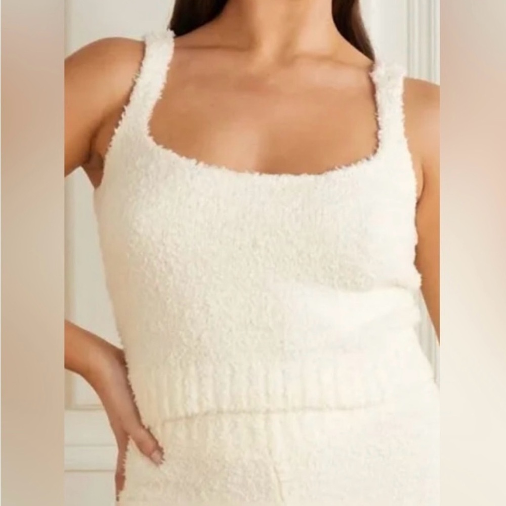 SKIMS Women’s Cozy Knit Tank in Bone Size XL Teddy Bear Sherpa Fleece